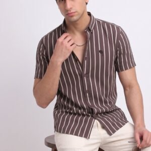 LS 005||Brown Stripes|| Half Sleeve Shirts || 100% Cotton